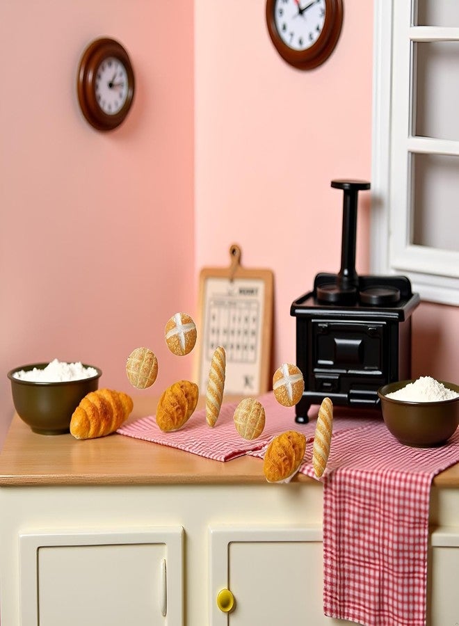 Mozff 8 Pcs 1/12 Miniature Bread Set, Miniature Bread Dollhouse Decoration Accessories Resin Mix Bakery Bread Mini House Food Decoration Accessories Dollhouse Décor - Image 5
